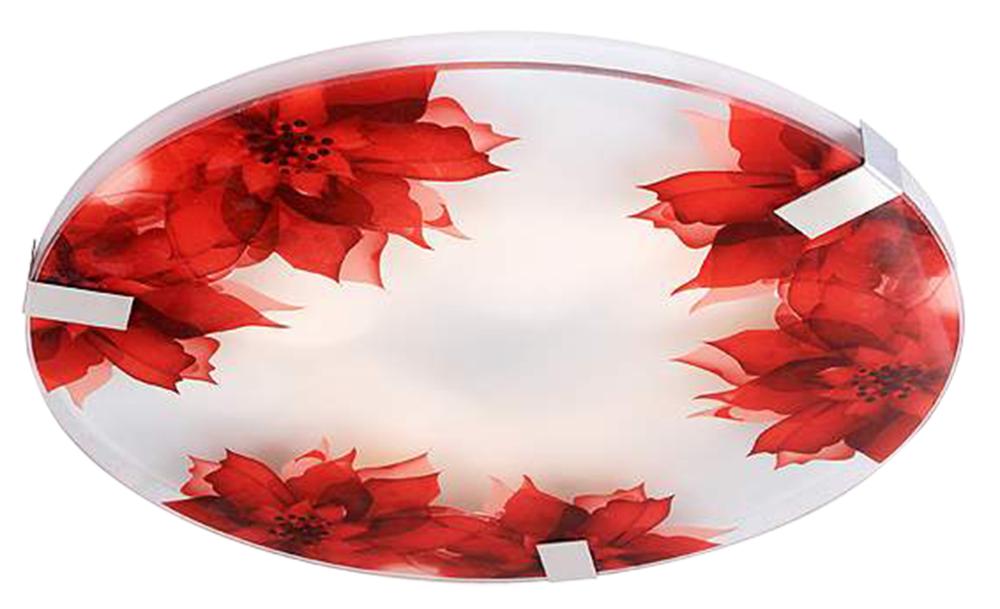 Plafonnier LED Rapsody rouge, verre, L 40 cm, H 6 cm