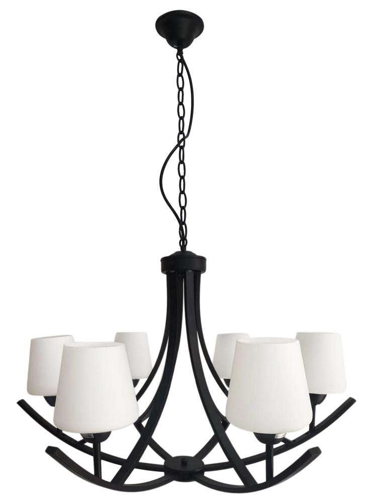 Suspension Londyn 6 lumières noire, verre