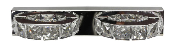 Applique murale LED Shipi 2 lumières chromée, cristal