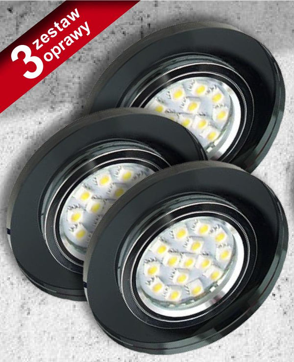 Spot encastrable SS-15 lot de 3 3 lumières noir, verre