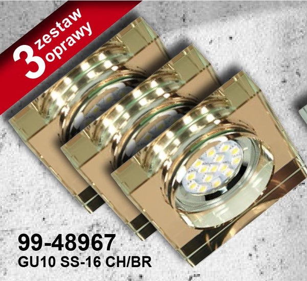 Spot encastrable SS-16 lot de 3 3 lumières carré marron