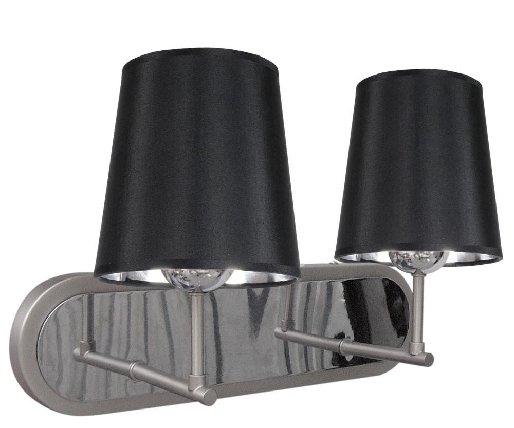 Applique murale Milonga 2 lumières nickel satiné et noire, tissu