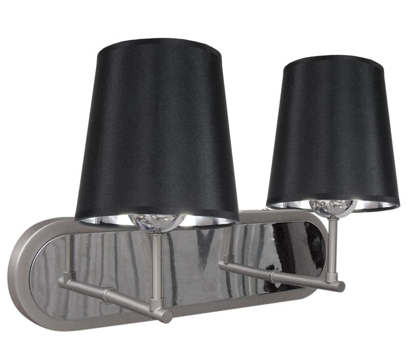 Applique murale Milonga 2 lumières nickel satiné et noire, tissu