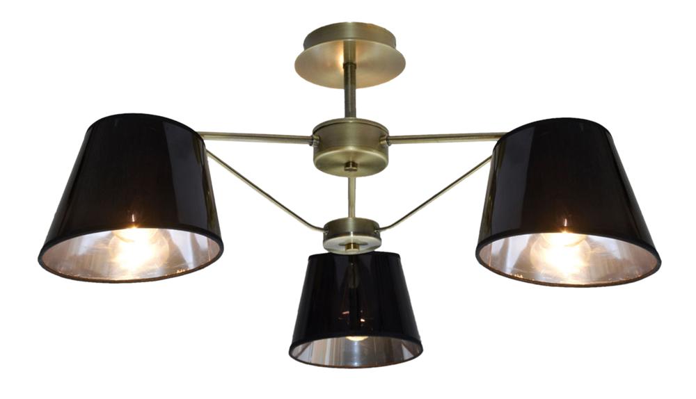 Suspension Cortez 3 lumières laiton vieilli et noire