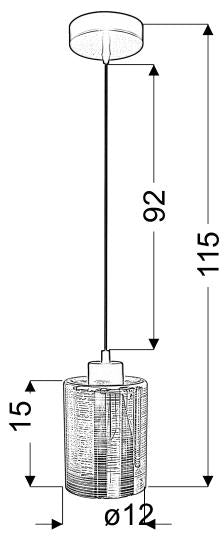 Schéma technique coté de la suspension avec hauteur totale et diamètre de l'abat-jour