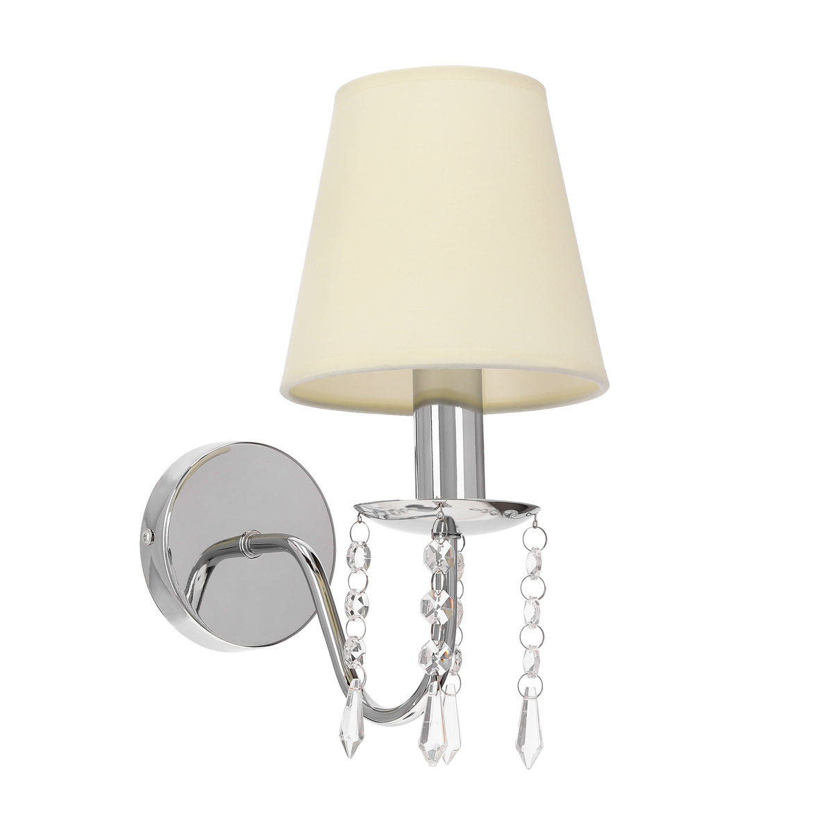 Applique murale Ruti chromée et beige, tissu