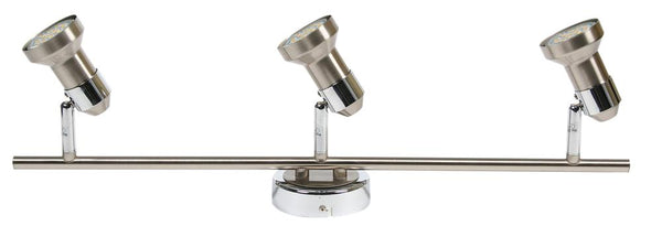 Plafonnier Arkon 3 lumières nickel satiné et chromé, L 56 cm