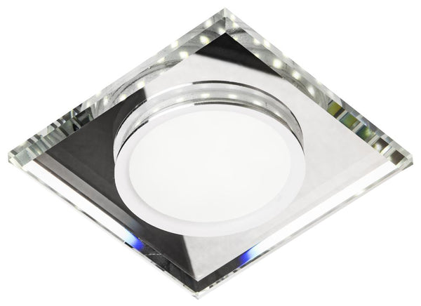 Spot encastrable LED SSP-22 à anneau LED carré blanc et transparent, verre