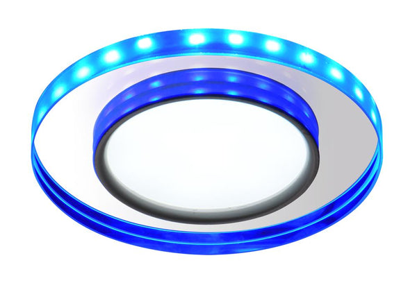 Spot encastrable LED SSP-23 à anneau LED rond bleu et transparent, verre