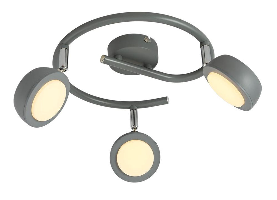 Plafonnier LED Mild 3 lumières gris, L 40 cm