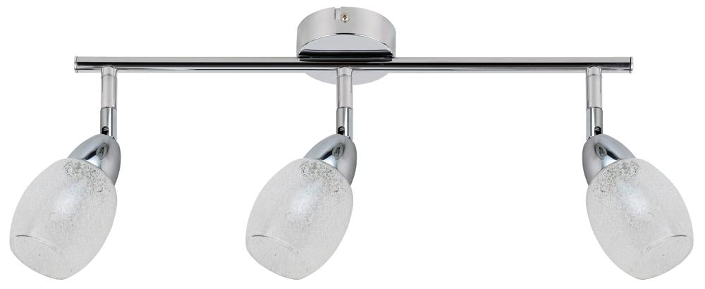 Plafonnier LED Rico 3 lumières chromé, verre, L 58 cm