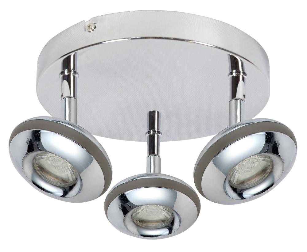 Plafonnier LED Skipper 3 lumières chromé, L 26 cm