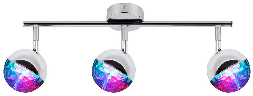 Plafonnier LED Party 3 lumières RGB chromé, L 56 cm