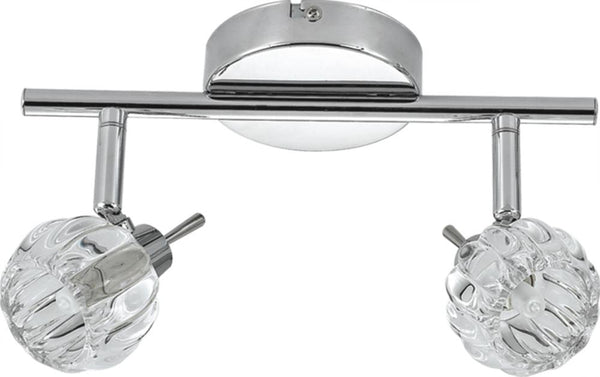 Plafonnier Bombola 2 lumières chromé, cristal
