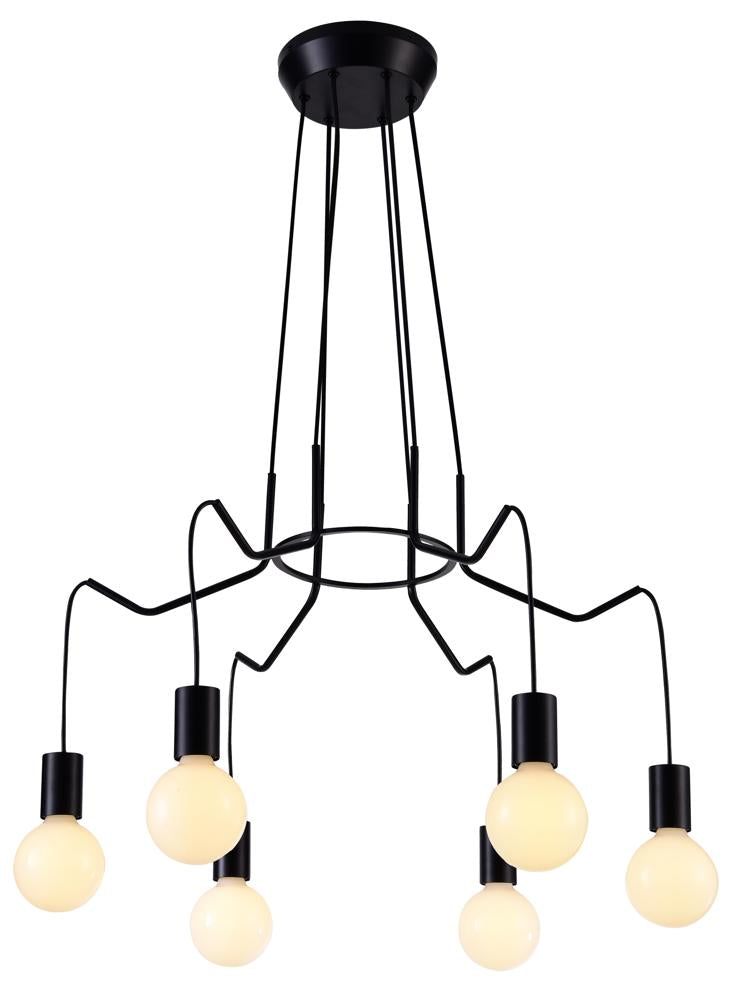 Suspension Basso 6 lumières noire mat
