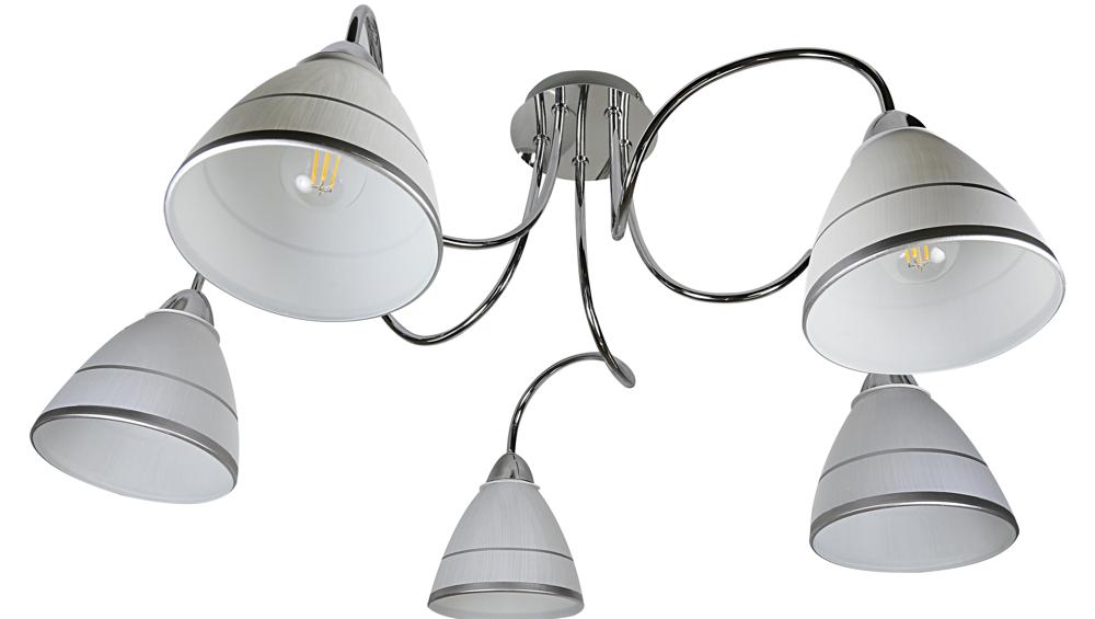 Plafonnier Elf 5 lumières chromé, verre