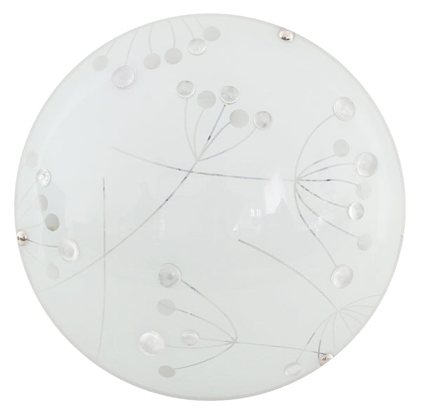 Plafonnier LED Floral blanc, verre