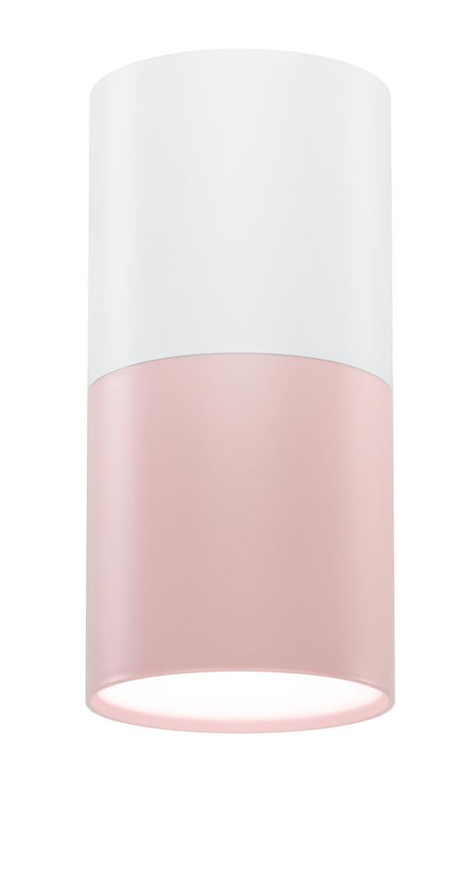 Spot plafond Tuba rose et blanc