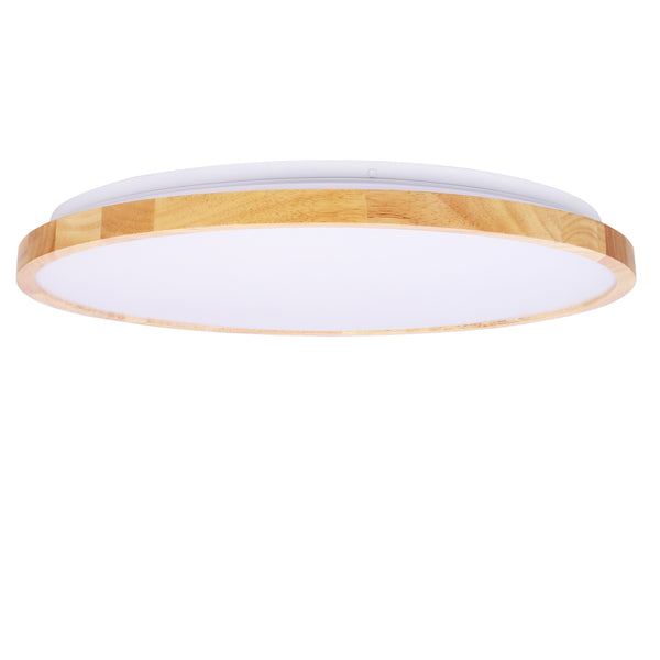 Plafonnier LED Gandava blanc et bois, L 48 cm