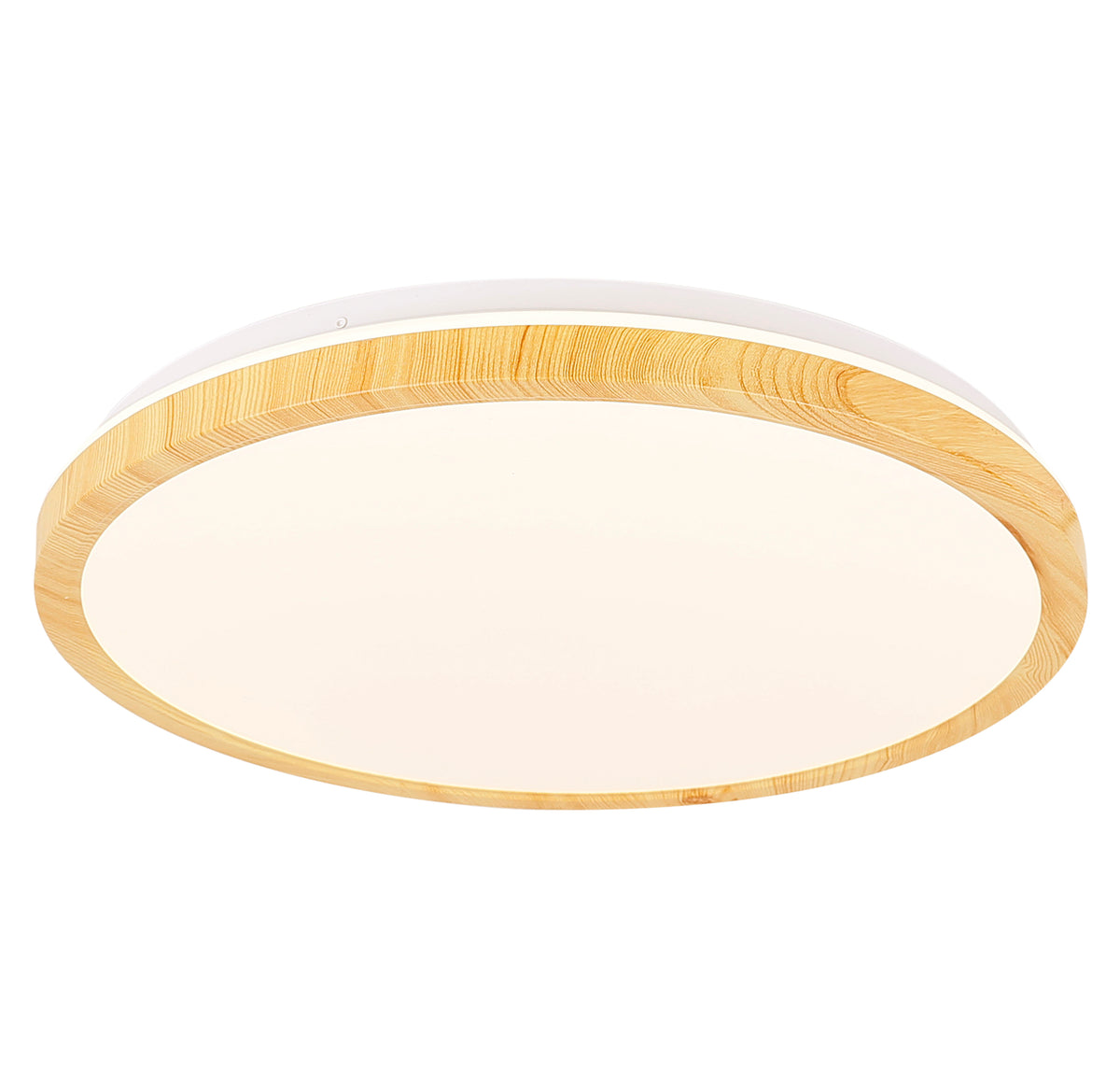 Plafonnier LED Gandava blanc et bois, L 48 cm