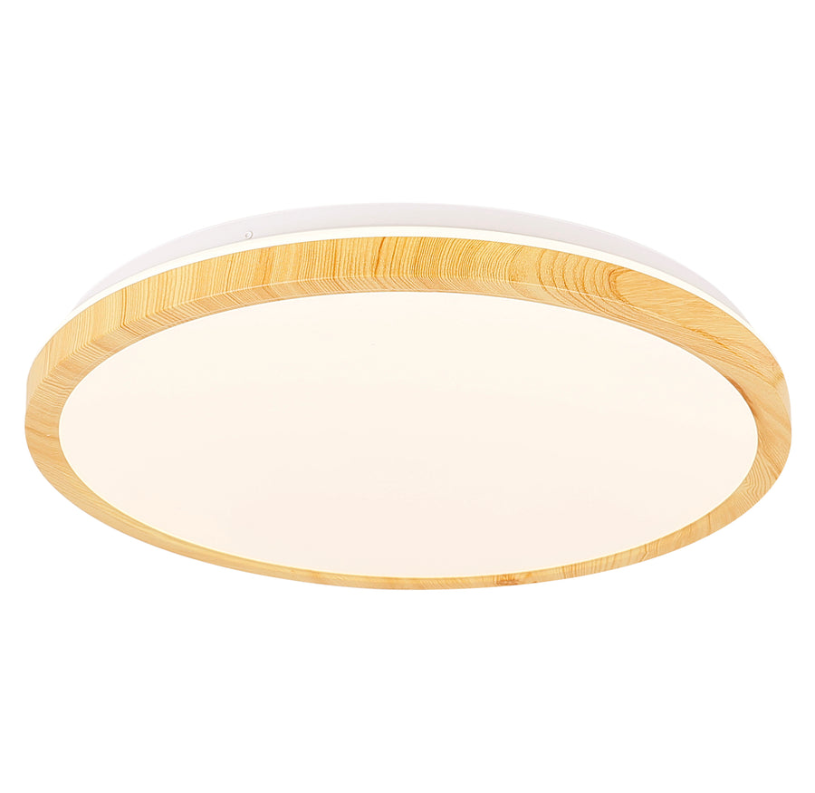 Plafonnier LED Gandava blanc et bois, L 48 cm
