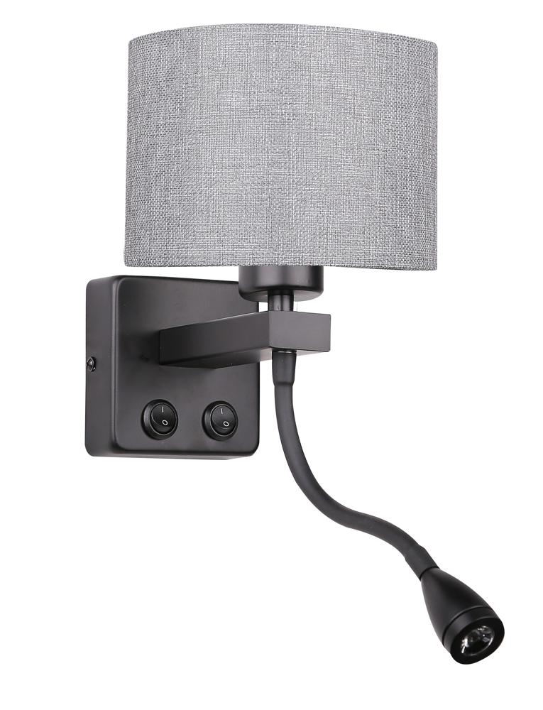 Applique murale LED Polo noire, tissu