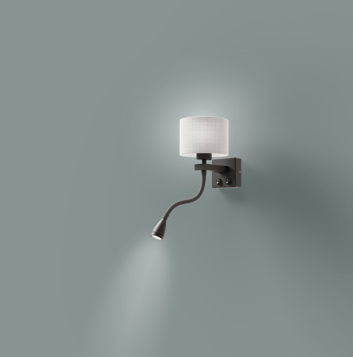 Applique murale LED Polo noire, tissu