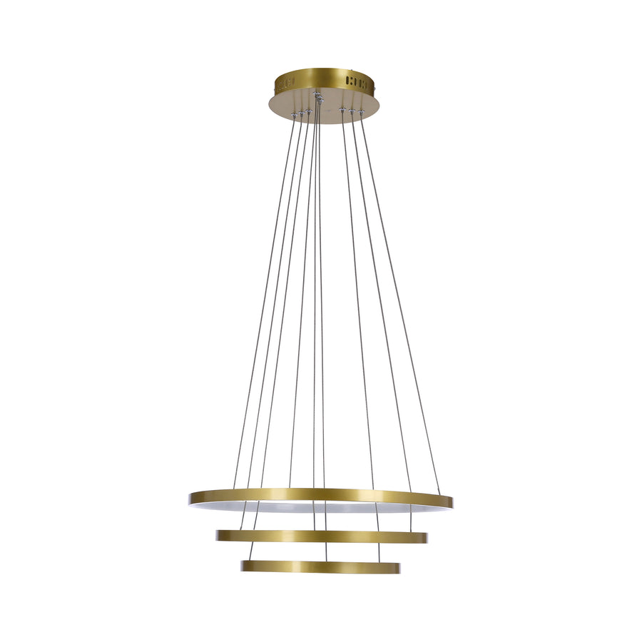 Vue produit sur fond blanc montrant le canopy doré et les trois anneaux suspendus.