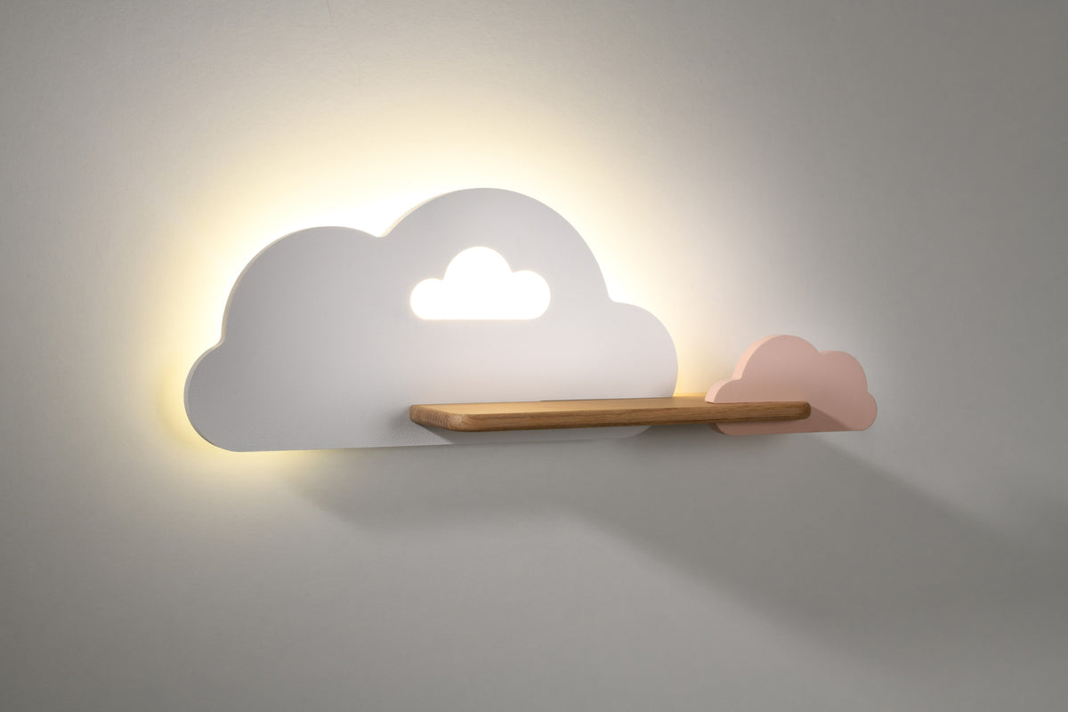 Applique murale LED Cloud pour chambre d'enfant, bois