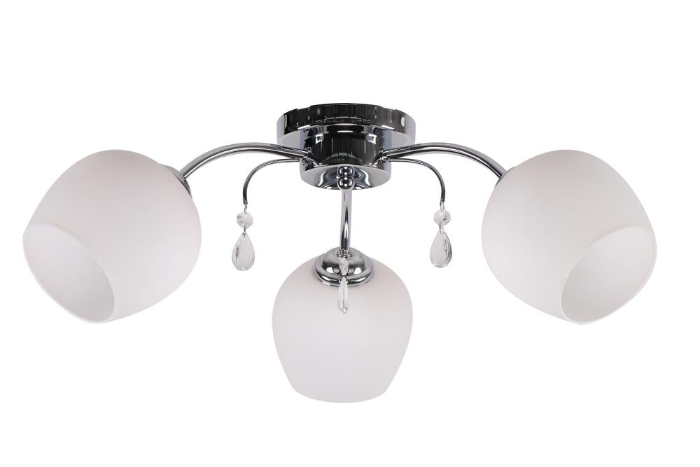 Suspension Zachera 3 lumières chromée, verre