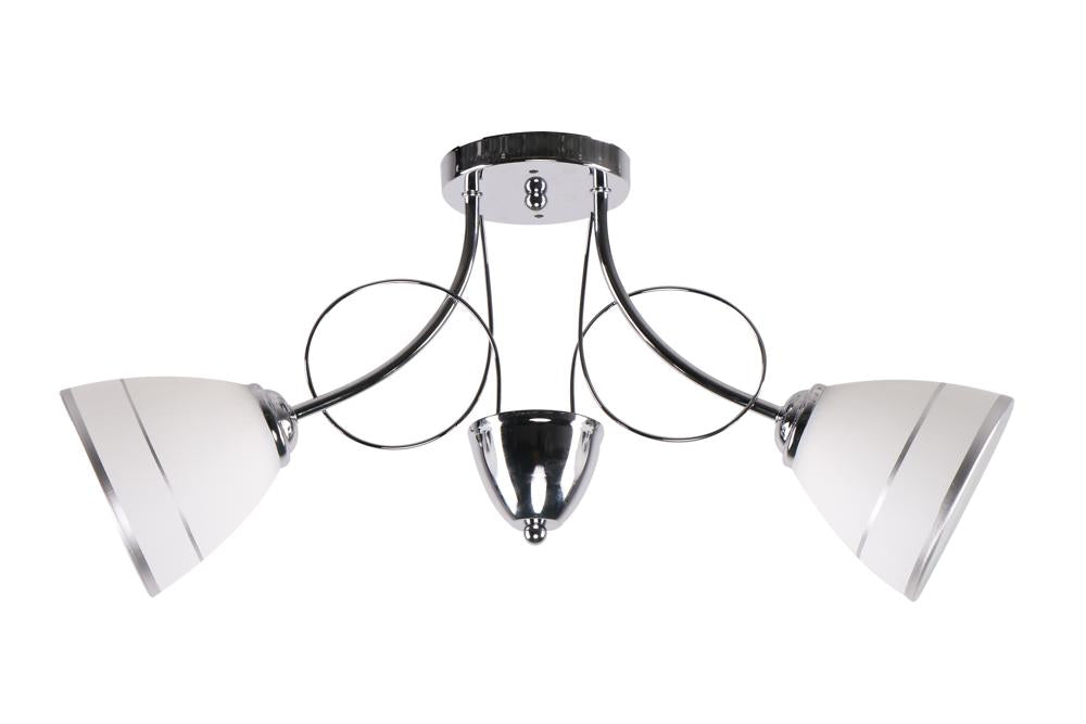 Suspension Elotte 2 lumières chromée, verre