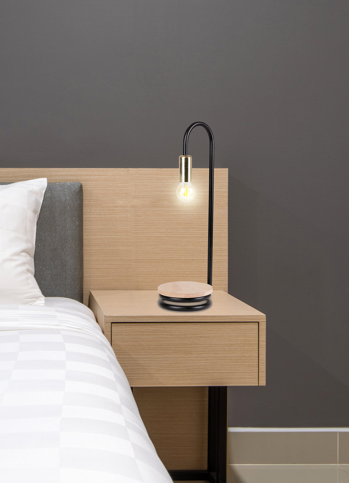 Lampe à poser Abi noire et dorée
