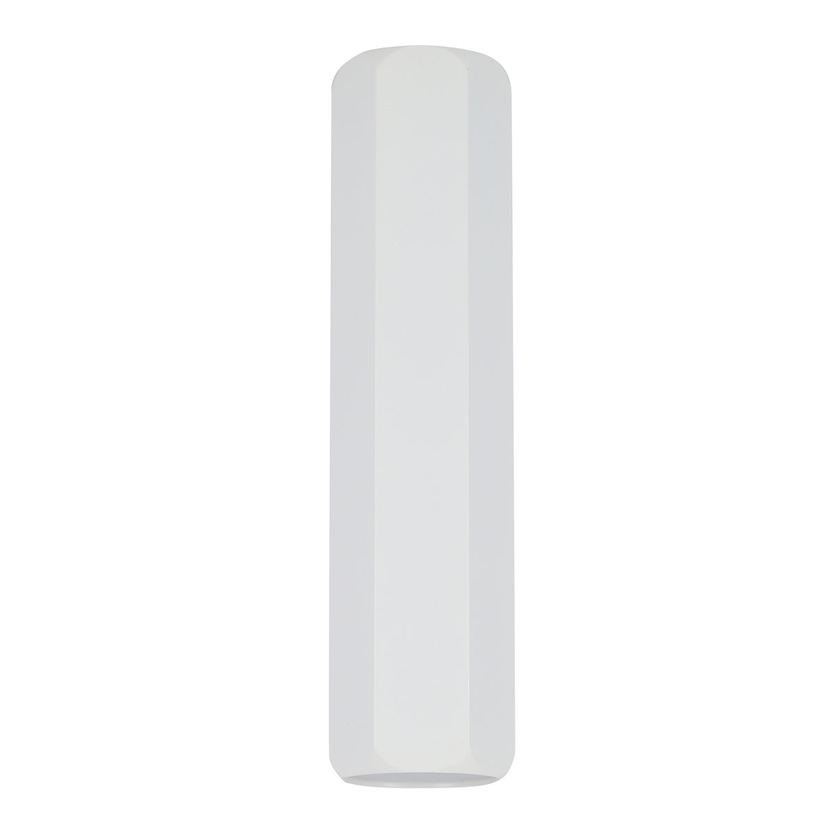 Spot plafond cylindrique blanc translucide présenté de face sur fond neutre