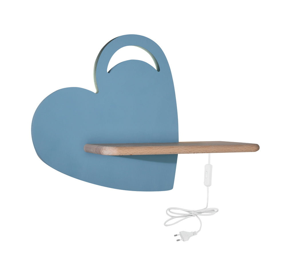 Applique murale LED Heart pour chambre d'enfant bleue, bois (réf. 21-84576)