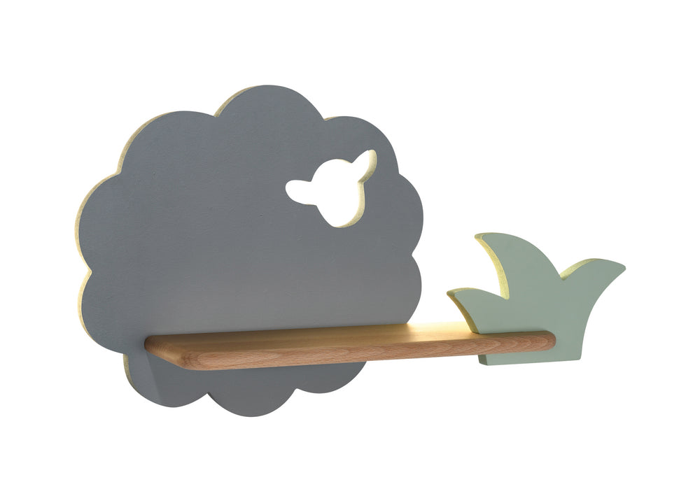 Vue de face sur fond blanc de l'applique murale en forme de nuage.