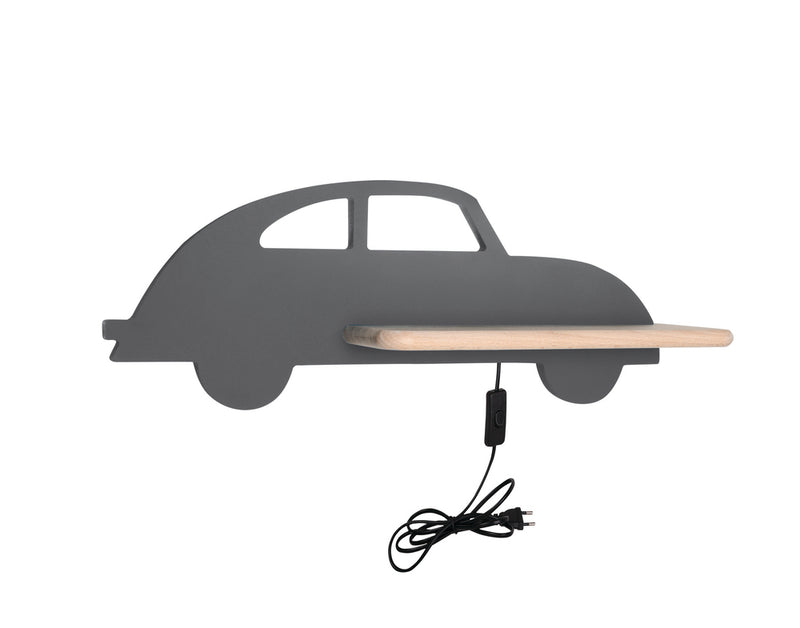 Applique murale LED Car pour chambre d'enfant grise, bois