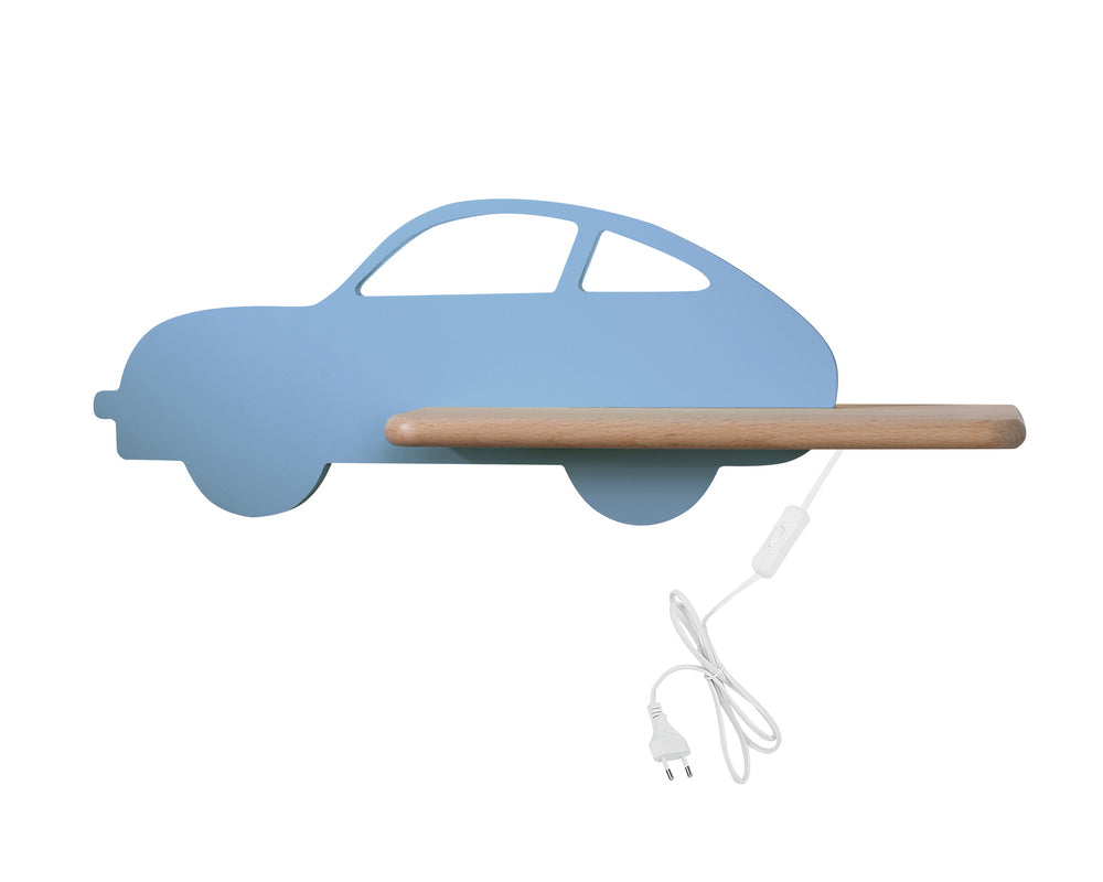 Applique murale LED Car pour chambre d'enfant bleue, bois (réf. 21-85085)
