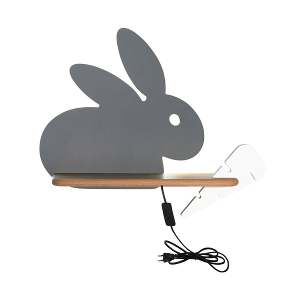 Applique murale LED Rabit pour chambre d'enfant grise, bois (réf. 21-85184)