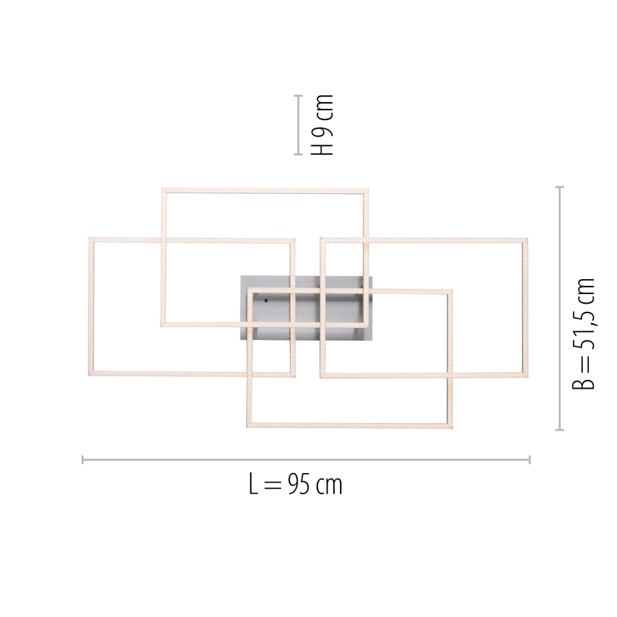 Plafonnier Iven acier, L 51,5 cm