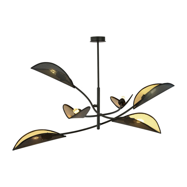 Deckenleuchte Lotus 6-flammig schwarz und gold