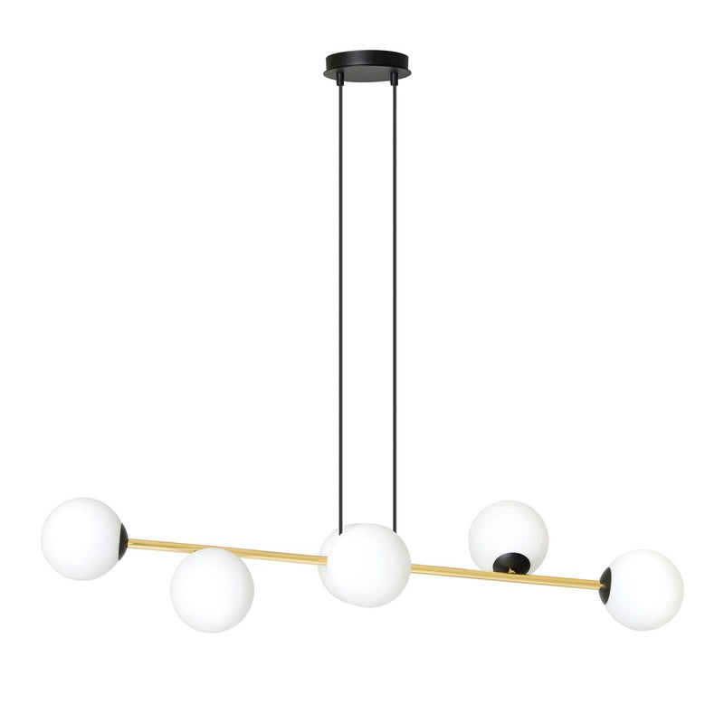 Pendelleuchte Gravity, 6-flammig, schwarz, Opalglas