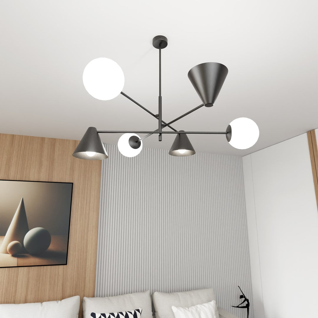 Vue en contre-plongée de la suspension dans une chambre au plafond blanc