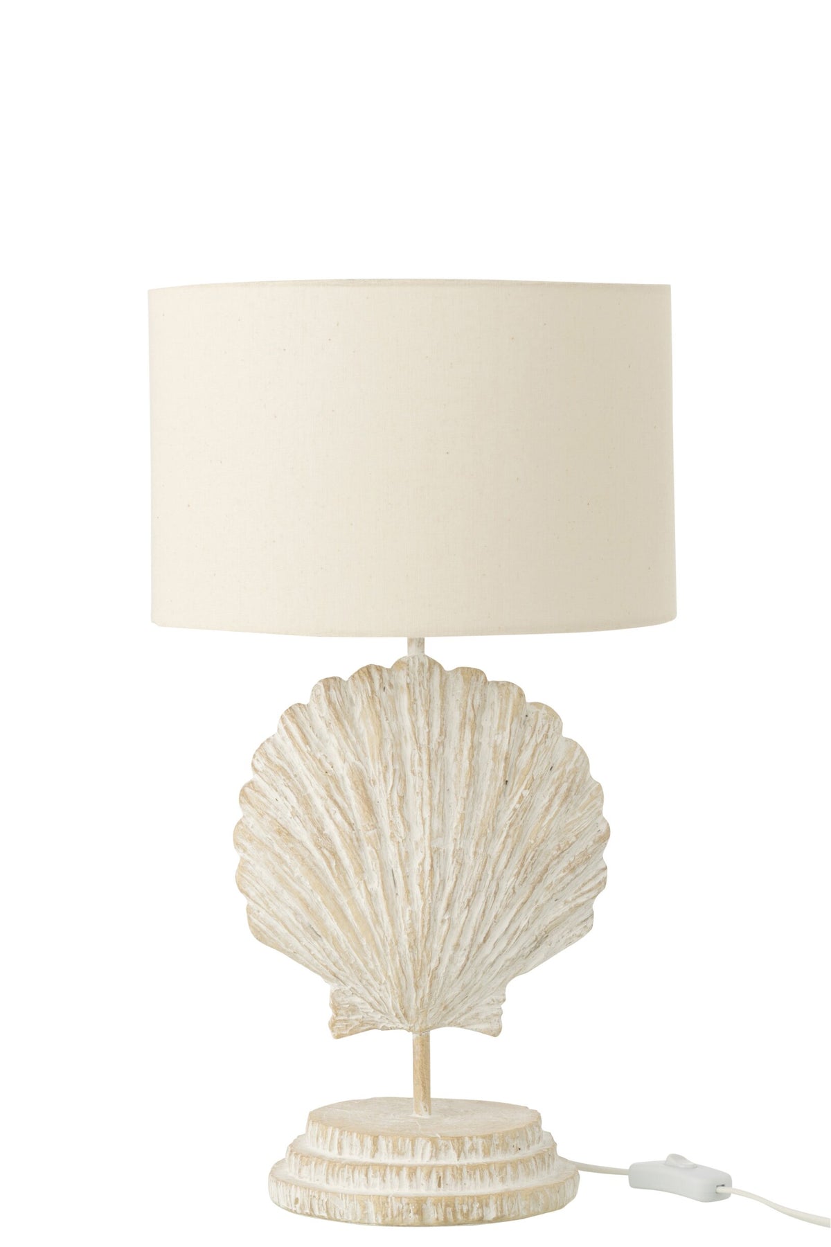 Lampe à poser coquillage en polyrésine blanc et naturel