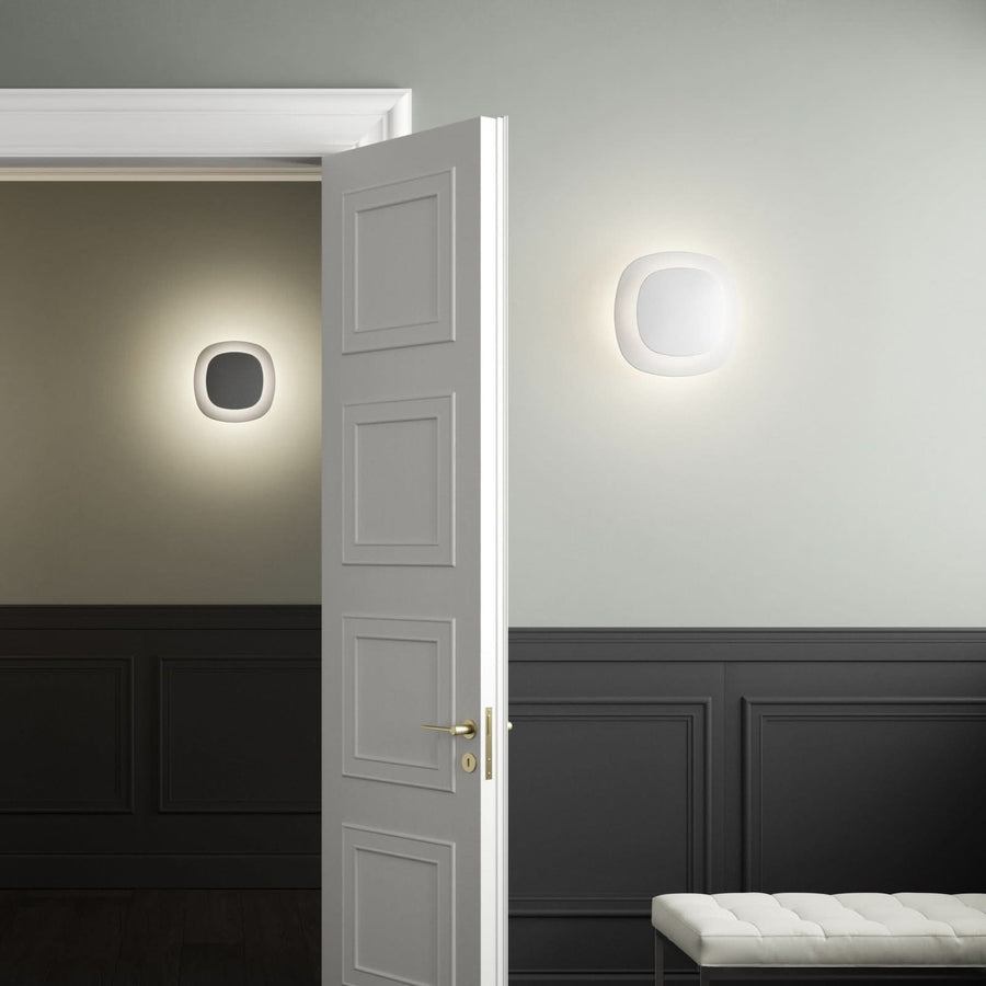 Applique murale LED Luthien en aluminium, blanc mat et transparent, hauteur 27 cm