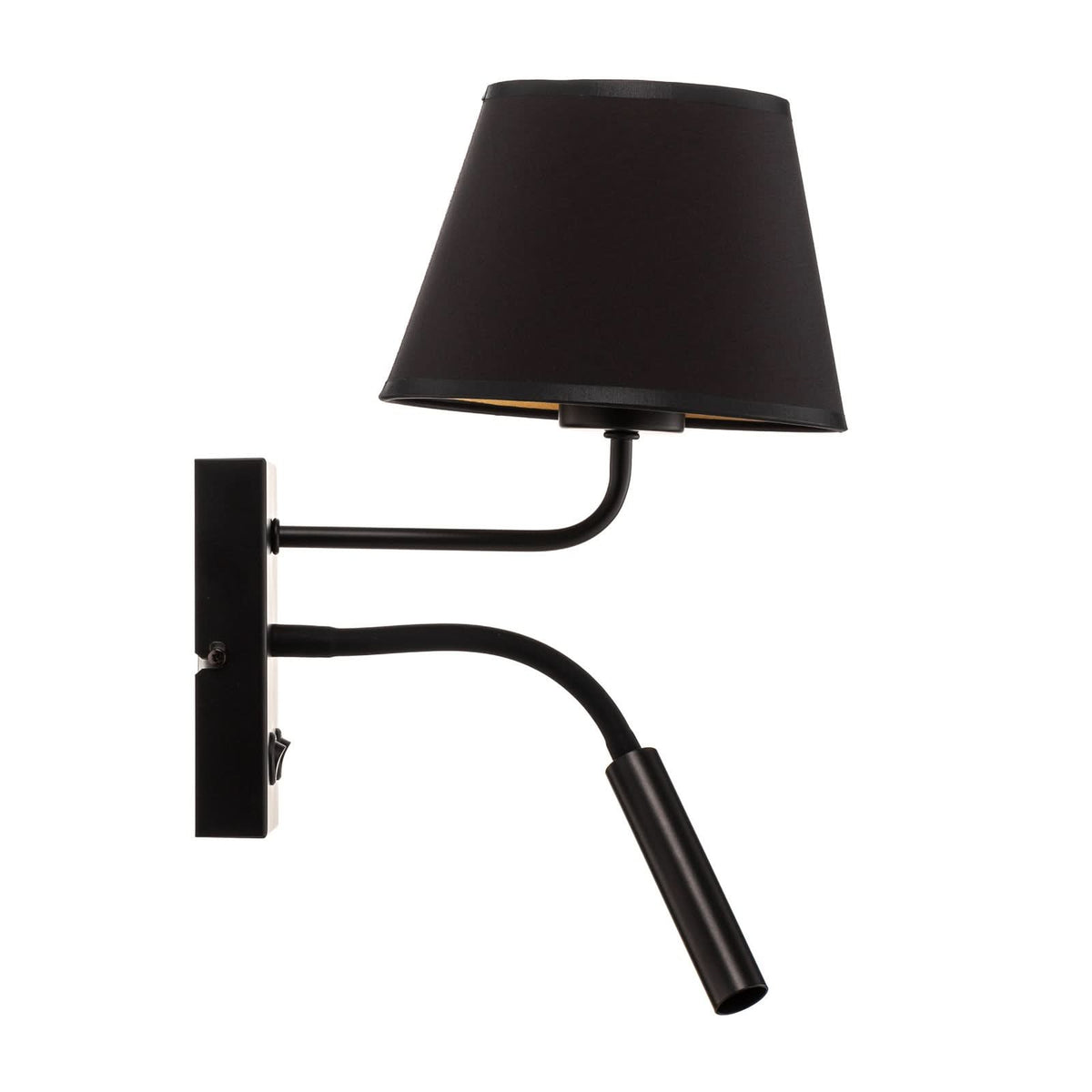 Applique murale Soho en tissu, noir et doré, 2 lumières, hauteur 38 cm, largeur 18 cm, modèle 2