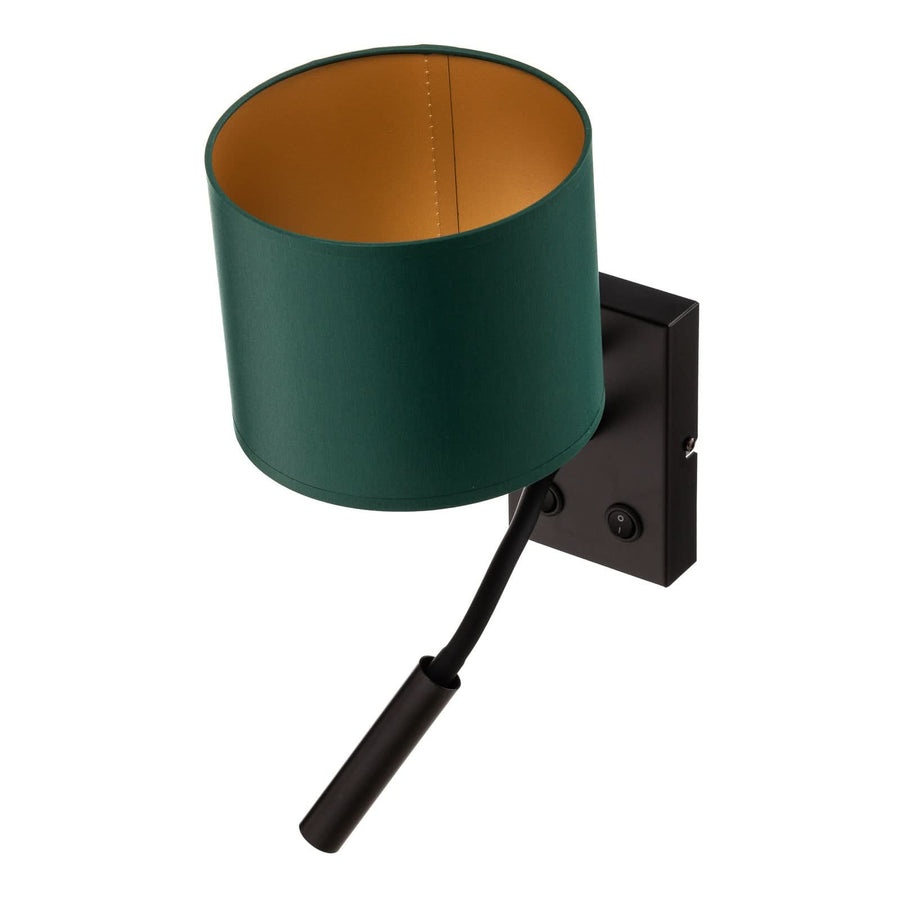 Applique murale Soho en tissu, vert et noir, 2 lumières, hauteur 38 cm, largeur 18 cm