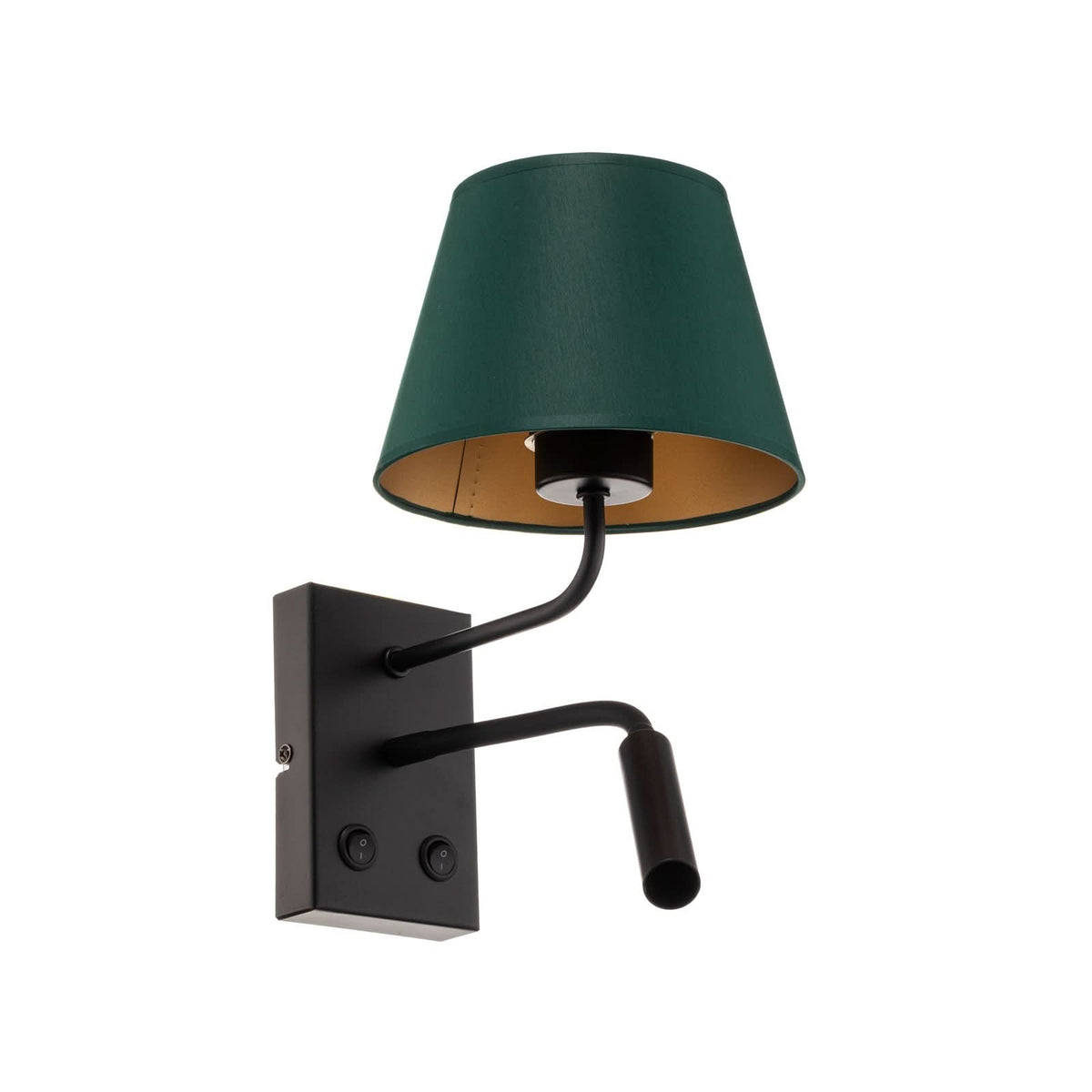 Applique murale Soho en tissu, vert et noir, 2 lumières, hauteur 38 cm, largeur 18 cm, modèle 2