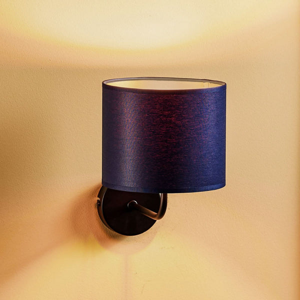 Applique murale Soho en tissu, bleu foncé et doré, hauteur 24 cm