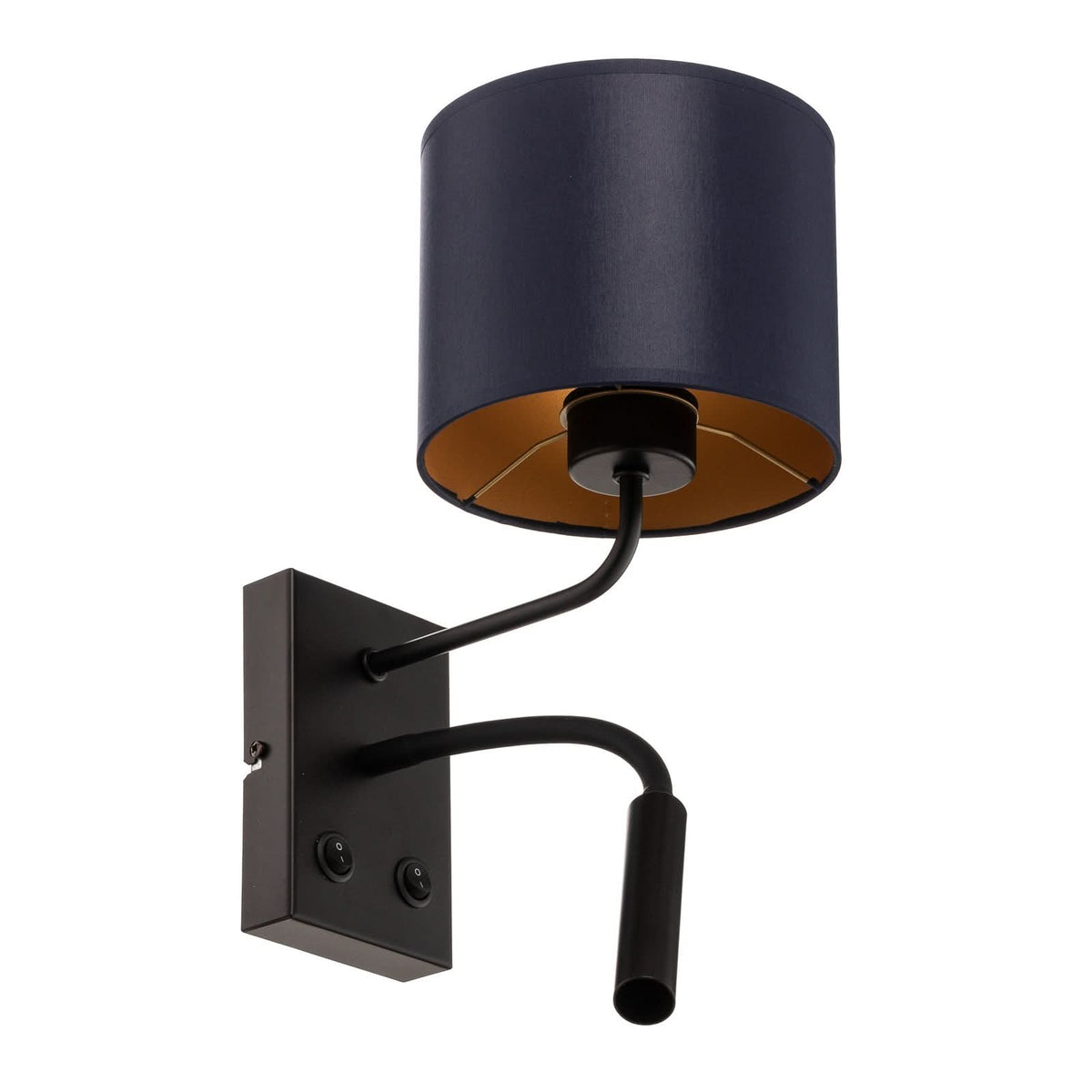 Applique murale Soho en tissu, bleu foncé et noir, 2 lumières, hauteur 38 cm