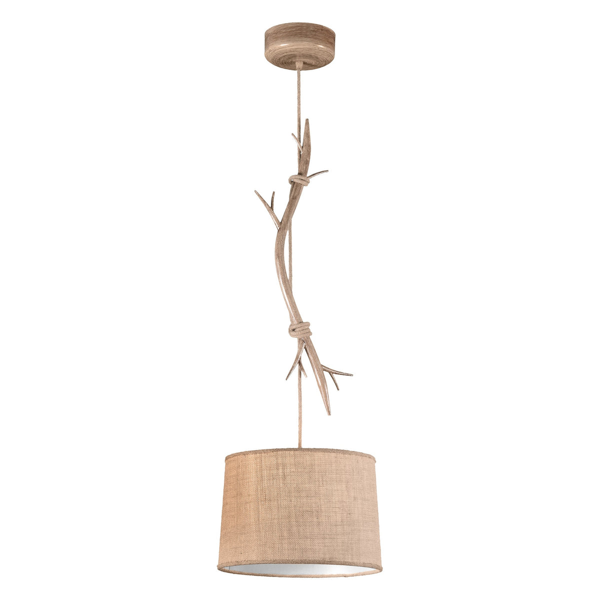 Suspension Sabina petit modèle effet bois, tissu, Ø 35 cm